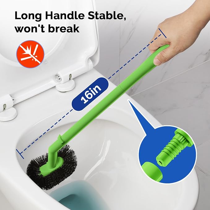 HAMITOR Toilet Plunger Bowl Brush Combo：Heavy Duty Rubber for Drain Clog | Curved Design Bristles for Deep Cleaning Under Rim - Compact Bathroom Cleaning Tools for New Homet Essentials, Green