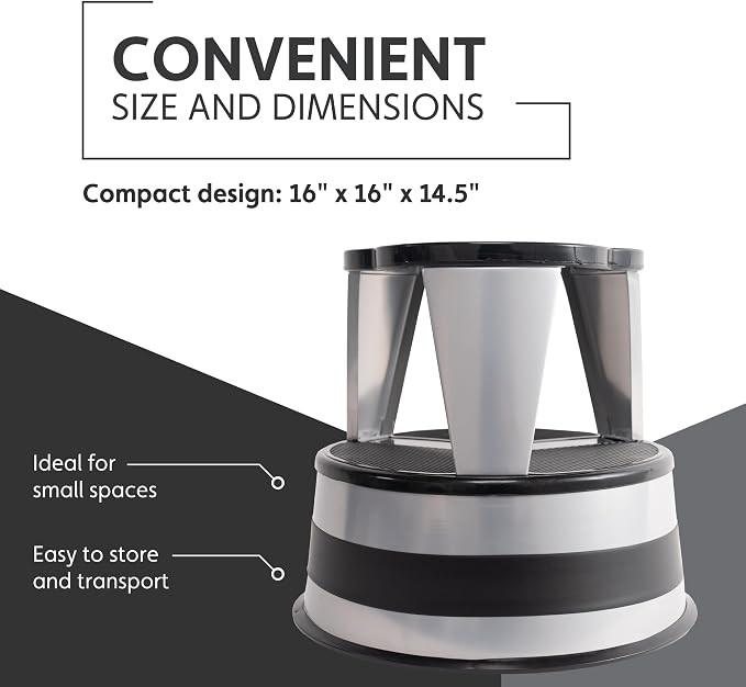 Cramer Kik Step Steel Step Stool - Two Step Stool, Holds 350 lbs (Silvertone)