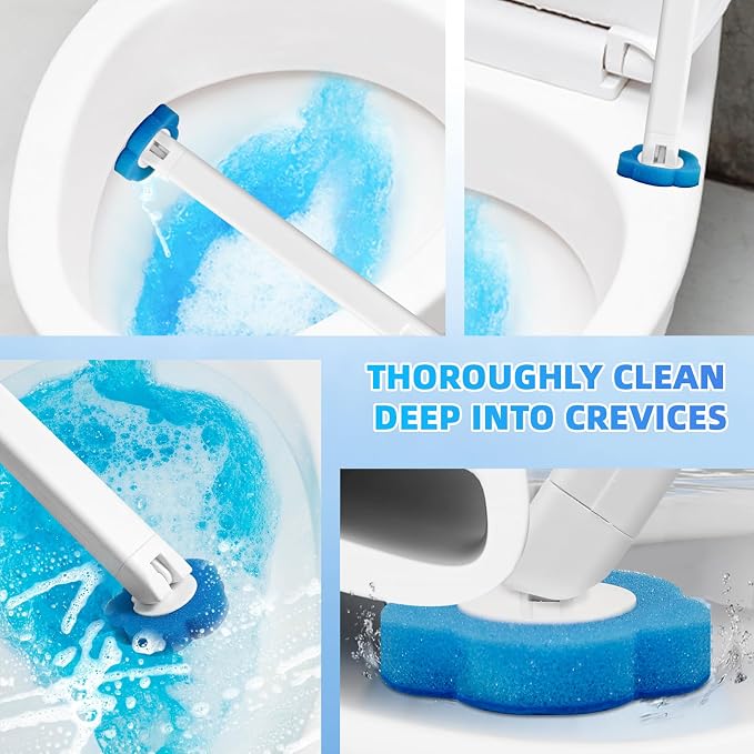 60-Pack Disposable Toilet Brush Refill Pads, Disposable Toilet Bowl Wand Refills, Toilet Cleaning Refills, Toilet Scrubber Refills, Brush Head Replacement for Toilet, Urinal, Bathtub & Wash Basin
