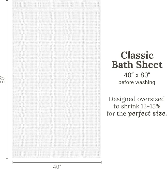 GILDEN TREE Waffle Bath Sheet Large Bath Towels Quick Dry Thin Body Towels, 40x80 Oversized Bath Towels for Adults, 2 Pack Bath Sheet Set, Classic Style (White)