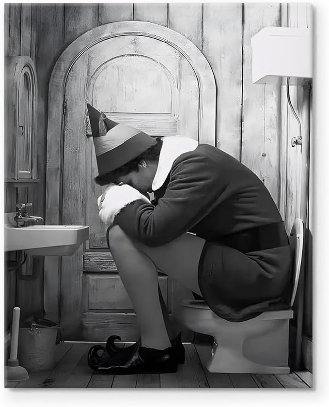 Funny Bathroom Canvas Wall Art, Toilet Paper Humor Poster, 16x20 Inch | Hilarious bathroom comedy decor and modern toilet artwork, gag gift for home, guest bath or office, Humor Style-03