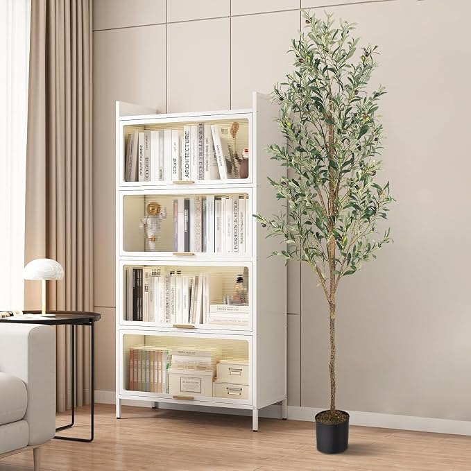 Artificial Fake Olive Tree 7FT 1Pack Faux Olive Tree for Home Decor | Faux Artificial Plants Indoor Fake Potted Plants with Natural Olive Branches and Realistic Leaves for Living Room Decor