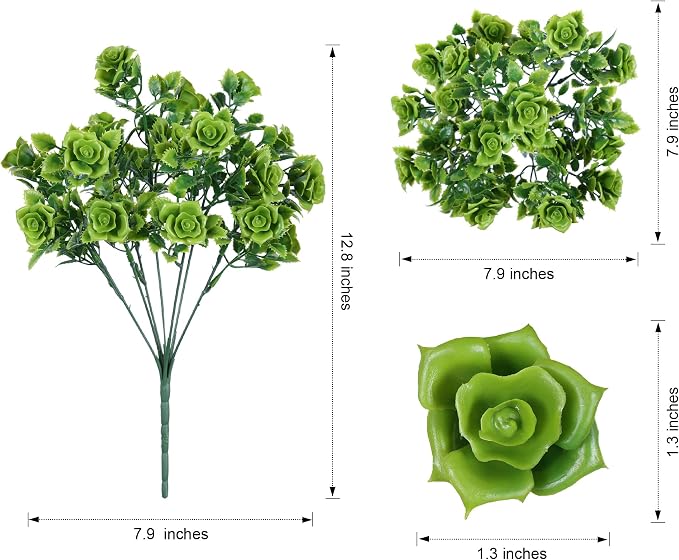 Artificial Plants for Outdoors Outside Spring Summer Decoration, 12 Bundles Faux Green Plastic Leaves Stems Bulk Fake Greenery Look Real UV Resistant for Home Porch Patio Planter Yard Wedding