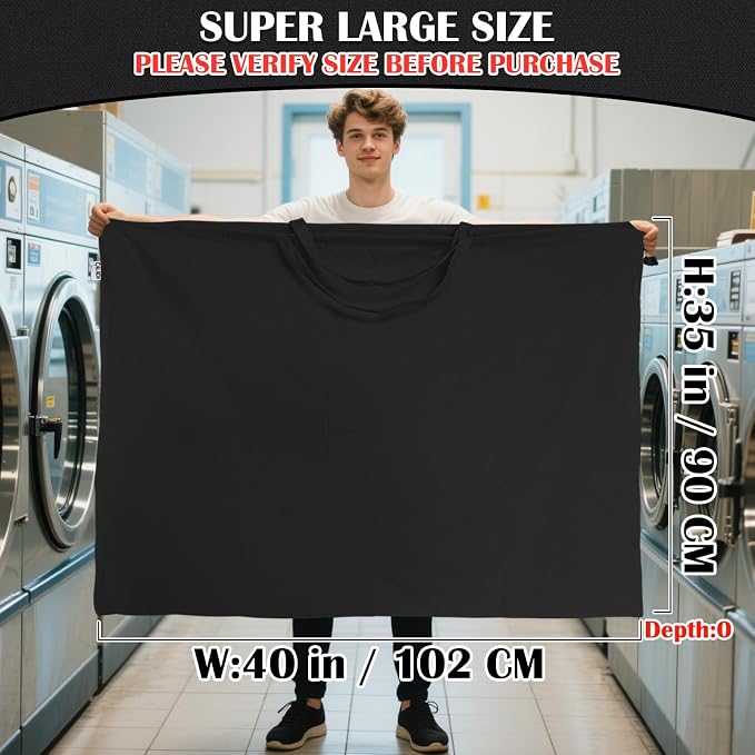 Canvas Laundry Bag 40"W x35"H, Extra Large Heavy Duty Storage Bag XXL Black | Thick Canvas Fabric, with Handles & Drawstring Closure, Washable Clothes Sack, 1 Pack