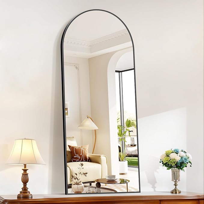 COFENY Arched Mirror, 20’x48’’ Black Arch Mirror for Bathroom, Arched Bathroom Mirror with Frame, Modern Wall Mounted Mirror for Over Sink Mantle Bedroom Vanity Living Room Entryway