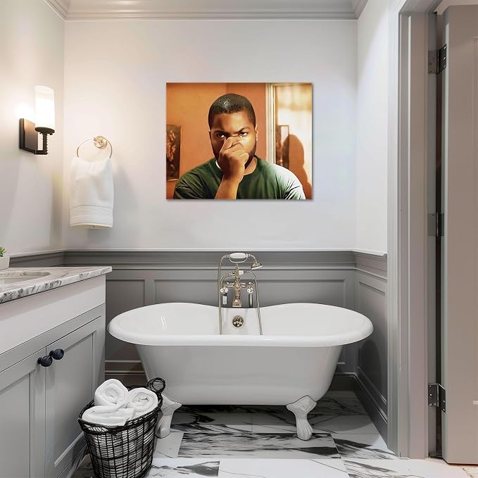 Funny Bathroom Canvas Wall Art, Toilet Paper Humor Poster, 20x24 Inch | Hilarious bathroom comedy decor and modern toilet artwork, gag gift for home, guest bath or office, Humor Style-09