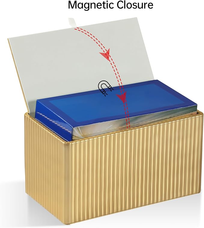 PU Leather Tissue Box Cover Rectangle, Tissue Box Holder Gold | Inner Height 4.7 Inches, Fits 180/230 Count Tissue Boxes, Non Slip Base, Rectangular Tissue Cover for Bathroom Nightstand