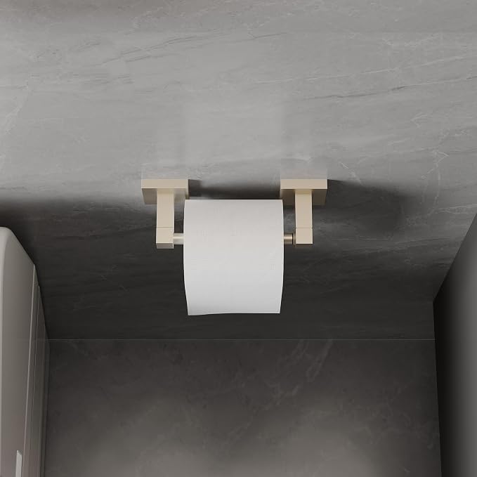 RUACQ Brushed Nickel Toilet Paper Holder Wall Mount for Bathroom, 2 Pack | Dual-Post Pivoting Tissue Roll Holder with Square Base, Rustproof 304 Stainless Steel, Screw-in, for Hotel Apartments, Modern