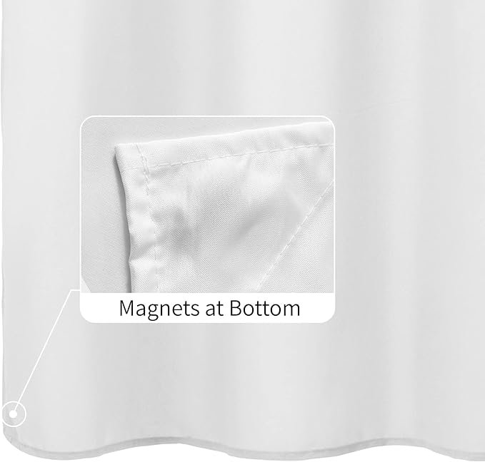 ALYVIA SPRING 72x80 Long Waterproof Fabric Shower Curtain or Liner White | 2 Magnets, Soft Cloth & Hotel Quality, Machine Washable, Light-Weight, Long Size