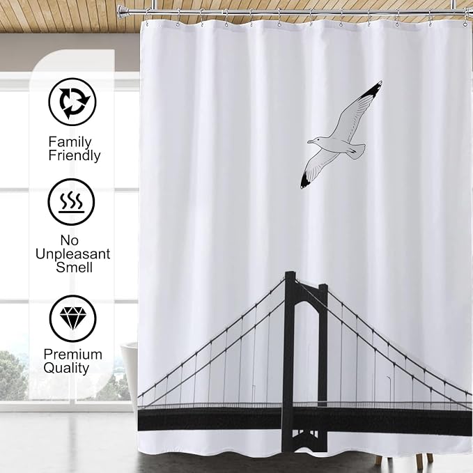 LLSCL Fabric Shower Curtain Liner with Magnets, Waterproof Hotel Quality, 72 x 72 Machine Washable