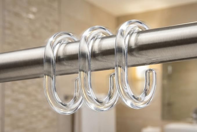 48 PCS Shower Curtain Rings, Plastic Clear Shower Curtain Hooks, C-Shaped Rings Hook Hanger for Shower Curtain Bathroom Window Rod