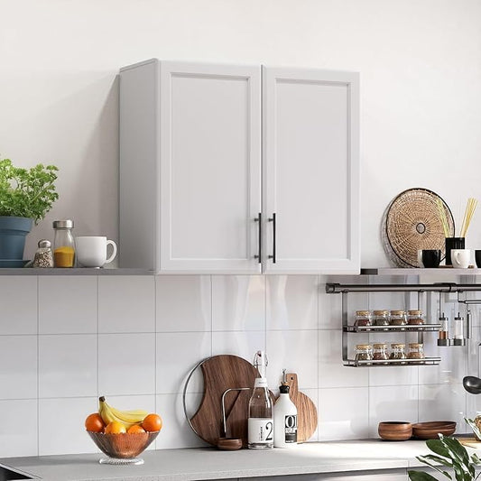 FIMELLO Wall Cabinet, Wooden Medicine Cabinet, Wall Amount Cabinet for Bathroom Laundry Kitchen Garage, White