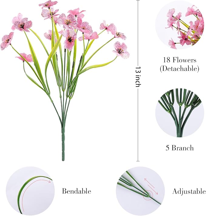 AGIRL Artificial Flowers Outdoor UV Resistant Fake Plant Garden Patio Decor | 24 Bundles,No Fade Plastic Faux Flowers for Hanging Planters front porch yard Indoor Outside,grave decorations for cemetery