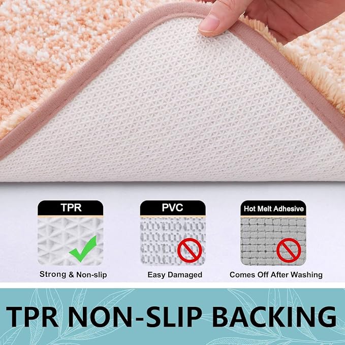 Arotive Microfiber Bathroom Rugs, Shaggy Soft Absorbent Bath Rug, 30x20 | Peach, Rubber Backing Thick Plush Machine Washable Dry Bath Mats for Bathroom, Tub and Shower, Rectangular