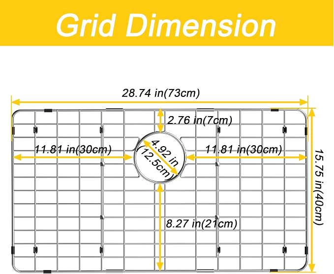 Metal Sink Protector for Kitchen Sink,Large Sink Rack 28-3/4" X 15-3/4",Stainless Steel Sink Grid for Bottom of Sink,Sink Grate with Rear Drain Hole for Single Bowl with Strainer,1 Pack