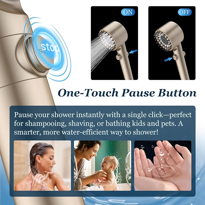 FEELSO Filtered Shower Head with Handheld, High Pressure Shower Filter Head | ON/OFF Switch, Anti-clog Nozzles, 4 Spray Showerhead with Filters for Hard Water, Remove Chlorine, Reduce Dry Itchy Skin