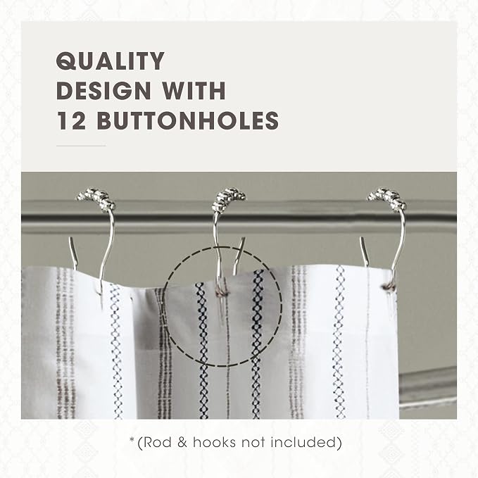 INK+IVY 100% Cotton Tufted Shower Curtain for Bathroom, Navy, 72 x 72 | Machine Washable, Boho Tufted Chenille Modern Home Bathroom Decor, Bathtub Privacy Screen, OEKO-TEX Certified