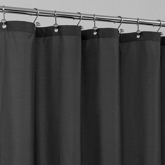 ALYVIA SPRING Stall Waterproof Fabric Shower Curtain or Liner Black, 36x72 | 2 Magnets, Soft Cloth & Hotel Quality, Machine Washable, Light-Weight, Stall Size