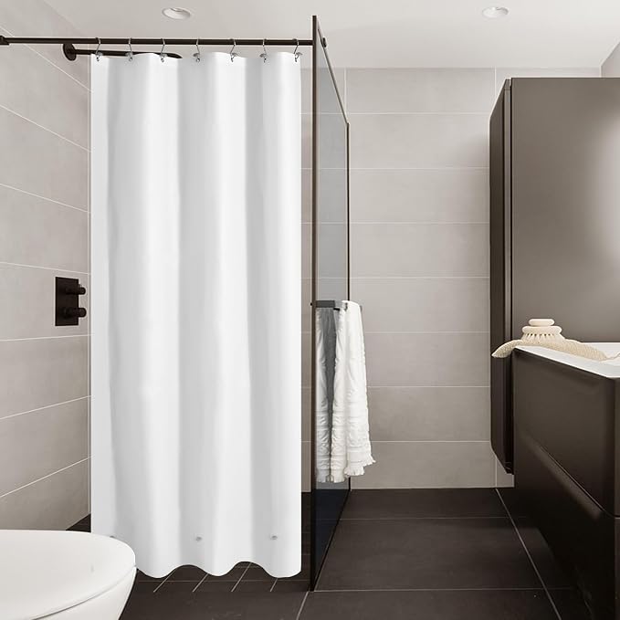 36x72 Stall Shower Curtain Liner White | 3 Bottom Magnets,7 Rustproof Grommets,Water Proof Lightweight PEVA,36W x 72H for Small Bathroom or Shower Stall Short Wide