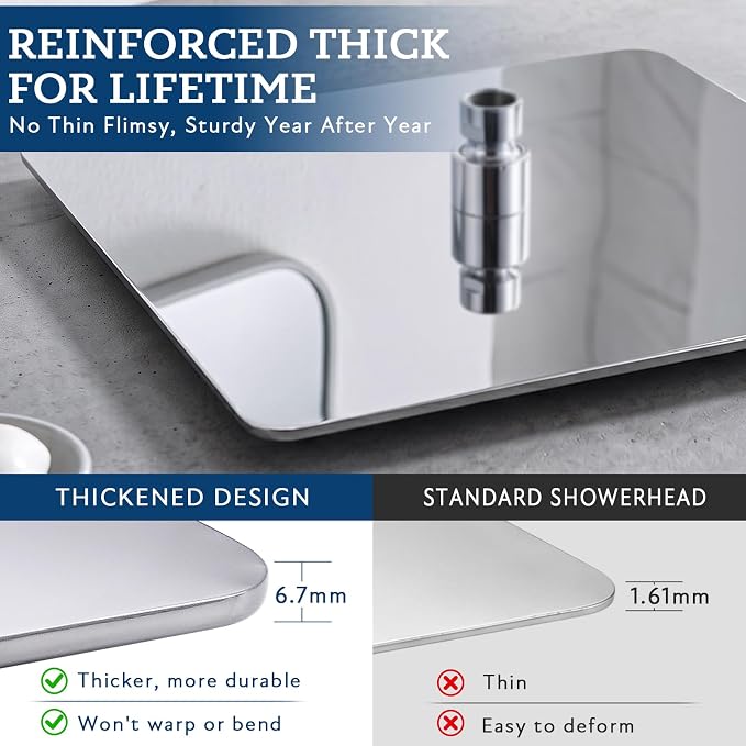 G-Promise 12 Inch All Metal Rain Shower Head with Handheld Spray (Chrome) | Full Body Coverage, Pause Mode Diverter, Power Wash Mode Handheld, Suits Every Height, Easy to Install, Modern Bath Upgrade