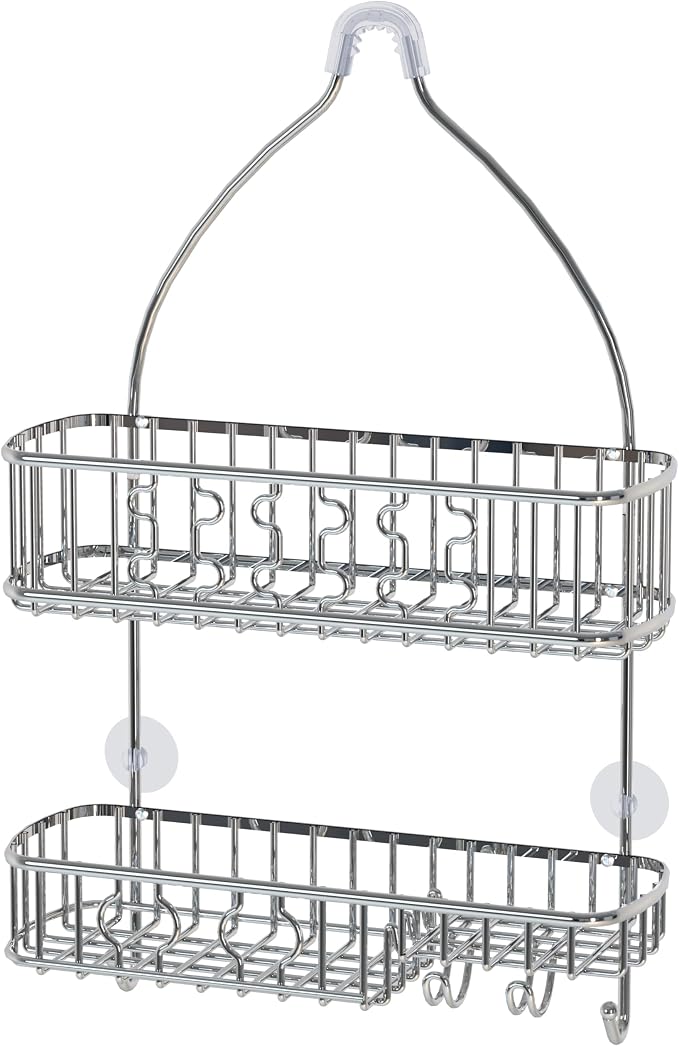 Simple Houseware Hanging Shower Head Caddy Organizer, 26 x 16, Chrome | (26 x 16 x 5.5 inches)