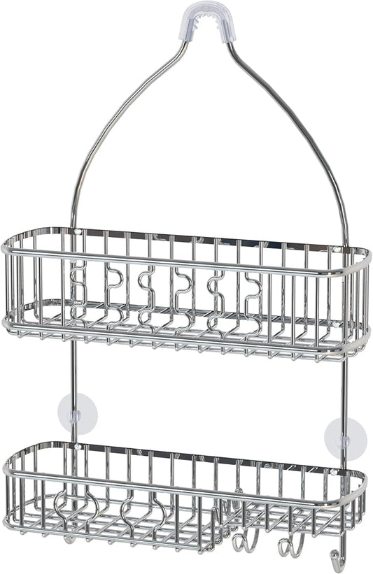 Simple Houseware Hanging Shower Head Caddy Organizer, 26 x 16, Chrome | (26 x 16 x 5.5 inches)