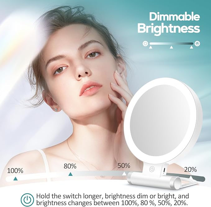 Magnifying Mirror with Light 30X, Double-Sided 1X/ 30X Magnifying Makeup Mirror with Tweezer, 2000mAh 3 Colour Modes with Adjustable Brightness,Foldable Travel Mirror(9" L x 7" W)