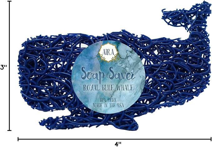 Aira Soap Saver - Dish & Holder Accessory - BPA Free Shower & Bath Holder - Drains Water, Circulates Air, Extends Life - Easy to Clean, Fits All Dish Sets - Blue Whale