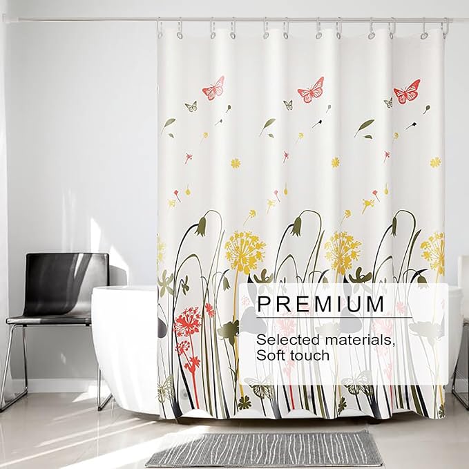 TIKABC Shower Curtain Liner, 4G PEVA Shower Liner, Plastic Waterproof Shower Curtains, 72x72 inch with Grommet Holes 3 Magnetic Weights