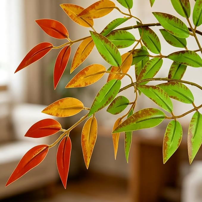 2 Pcs Artificial Plants Faux Branches for Vase Filler, 35.4 Inch Fake Plants Greenery Stems for Vase Spring Decorations Fall Decor, Fake Leaves Office Centerpieces Home Decor