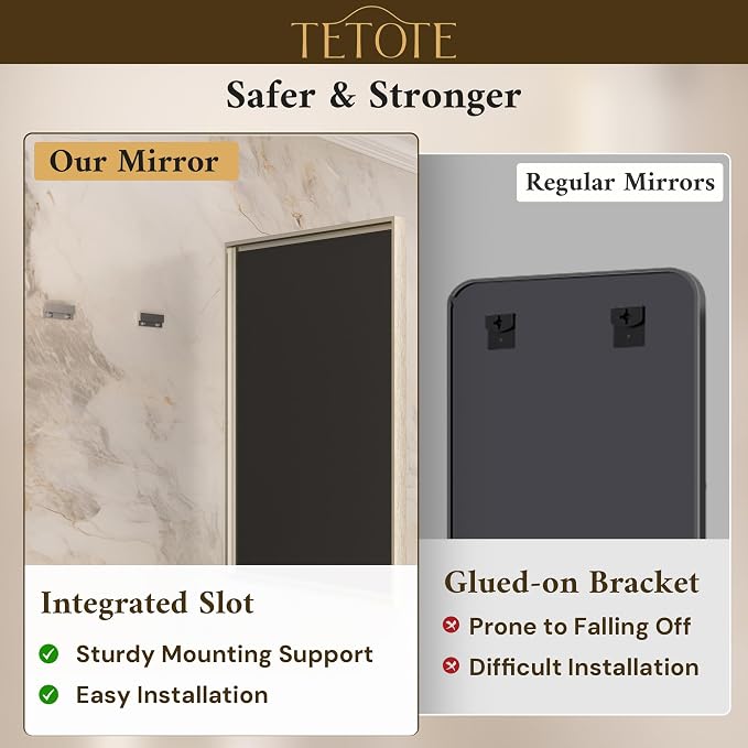 Brushed Nickel Bathroom Mirror 40 x 30 Inch Beveled Frame Vanity Mirror, Tempered Glass, Shatterproof, for Modern Bedroom, Entryway, Living Room