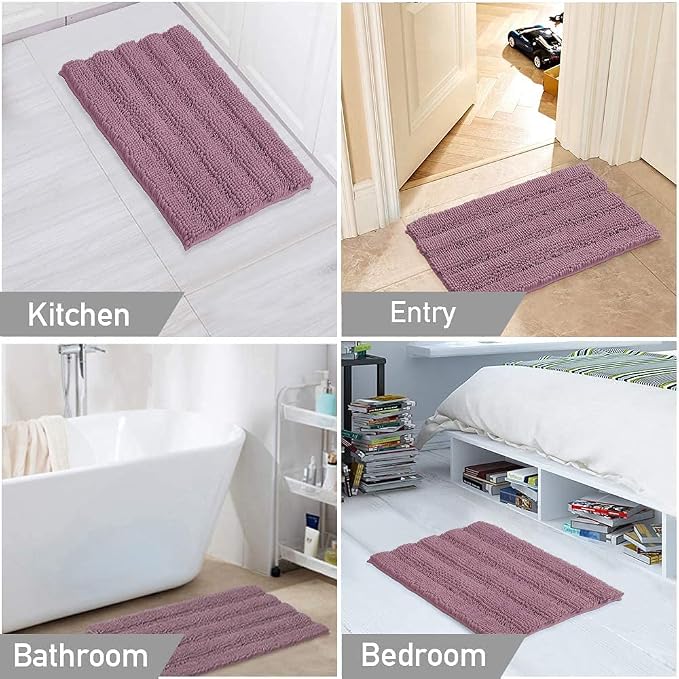 Turquoize Bathroom Rugs Set Non-Slip Bath Mats for Bathroom Super Absorbent Shaggy Rugs for Tub Shower Toilet Soft Plush Bath Rug Plus U Contour Rug (Oversized: 24" x 36" and 20" x 24" U), Mauve/Rose
