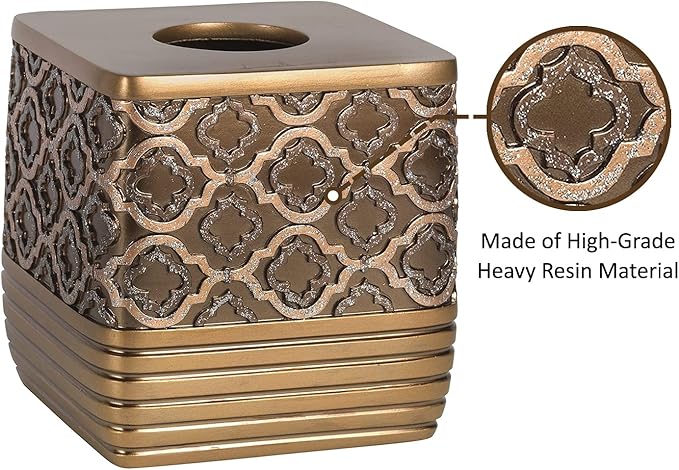 Resin Tissue Box Cover for Modern Home Decor - Minimalist Square Tissue Box Holder for Guest Room, Bedroom, Bathroom, Tabletop & Office - Durable and Aesthetic Tissue Holder, Spindle