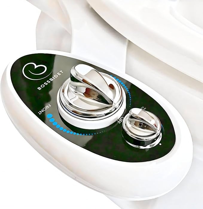 BossBidet, Luxury Bidet Toilet Seat Accessory - Water Sprayer Attachment to Clean Your Rear End. For Men, Women, Children - Non-Electric, Dual Nozzles, Aesthetic Design - Home & Bathroom Accessories