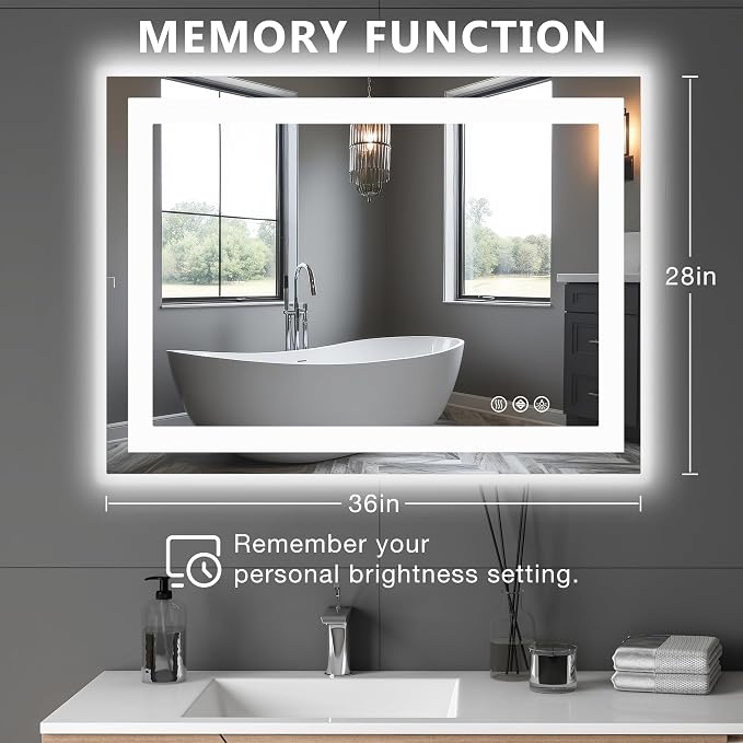 NEWBULIG Bathroom Mirror, Wall Mirror with Aluminum Alloy Thin Frame, Bathroom Mirrors for Over Sink, Bedroom, Living Room, Entryway