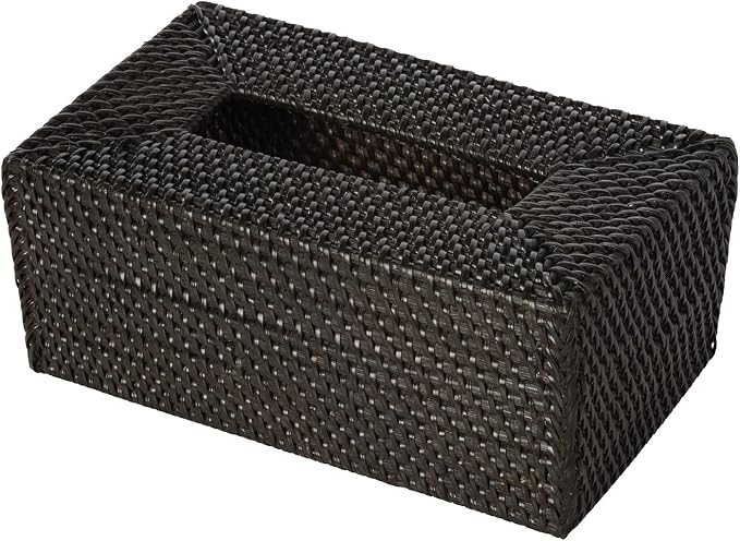 KOUBOO Loma Rectangular Rattan Tissue Box Cover, Wicker Holder, Espresso | Handwoven natural texture, easy-access opening, fits standard rectangular tissue boxes, decorative accent for multiple rooms