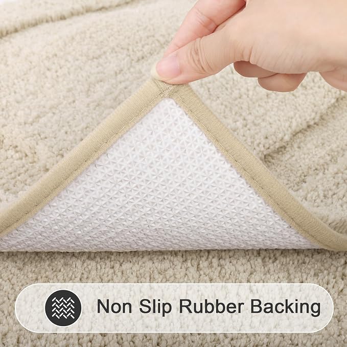SHACOS Soft Microfiber Light Beige Bathroom Rugs Sets 2 Pieces 32x20 inch | Absorbent Plush Bath Rugs, Non Slip Washable Shaggy Bath Mats, Fluffy Bathroom Runner Floor Mats Shower Rug
