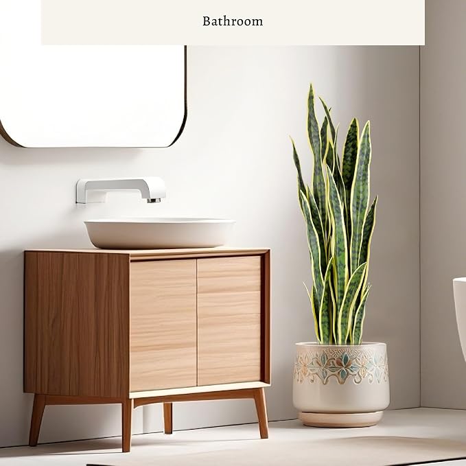 KOL 3ft 2PCS Artificial Snake Plant, 35in Faux Sansevieria with PVC Lifelike Leaves for Indoor Home & Garden Decor, Potted Mother-in-Law's Tongue Plants, Yellow