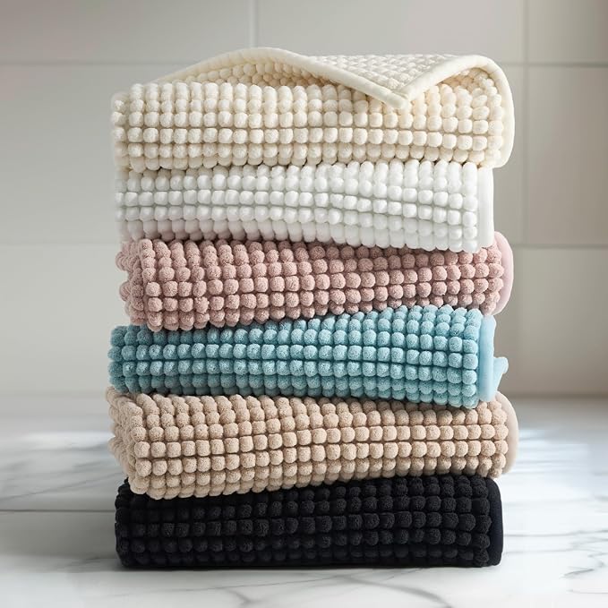 FRESHMINT Thick Chunky Chenille Bathroom Rug, Dusty Pink, 20"x32" | Non-Slip Backing, Water Absorbent Surface, Machine Washable Care, Cushioned Comfort, Bathroom Floor Use