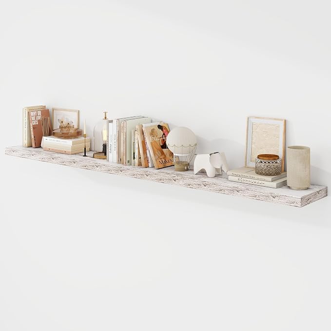 Acovy 72 Inch Floating Shelves, 9.3" Deep Floating Shelf Wall Mounted, 72" Wall Shelves, Rustic Deep Bookshelf, Large Display Shelves & Storage Shelves for Bedroom, Living Room, Rustic, Set of 1
