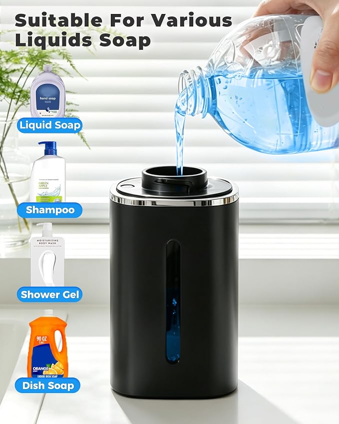 2 Pack Automatic Soap Dispenser Touchless, Rechargeable | Liquid Soap Dispenser 9 Adjustable Levels,13.5oz/400mL,IPX5 Waterproof, Wall Mounted or Countertop for Kitchen & Bathroom