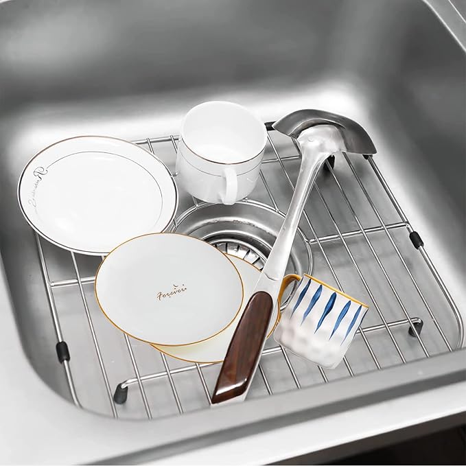 Orgneas Sink Protectors for Kitchen Sink Universal Double Bowl | 304 Premium Stainless Steel Sink Bottom Grid 12.5"x10.5", Kitchen Sink Protector Grid Sink Grate Rack Centered Drain, 2 Pcs