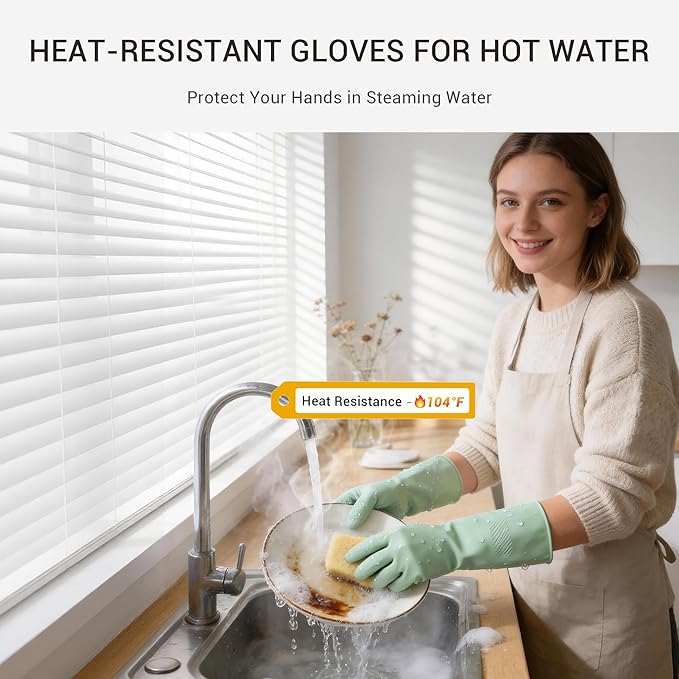 ThxToms 4 Pairs Rubber Kitchen Dishwashing Gloves-Heavy Duty 10 Mil | Reusable Household Cleaning Gloves for Washing Dishes and Cleaning Tasks, Non-Slip Grip, Latex, Multi-Color, Small