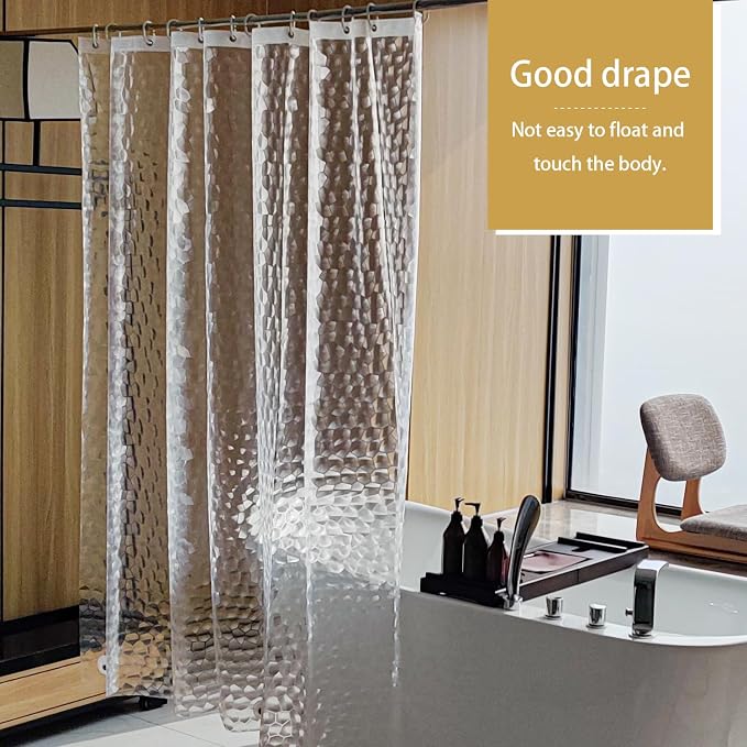 NTBAY EVA Shower Curtain Liner, 72 x 84, 6 Gauge, Clear Water Cube | Water-repellent EVA Liner with 3 Bottom Magnets, 12 Reinforced Grommets, and 12 Plastic Hooks