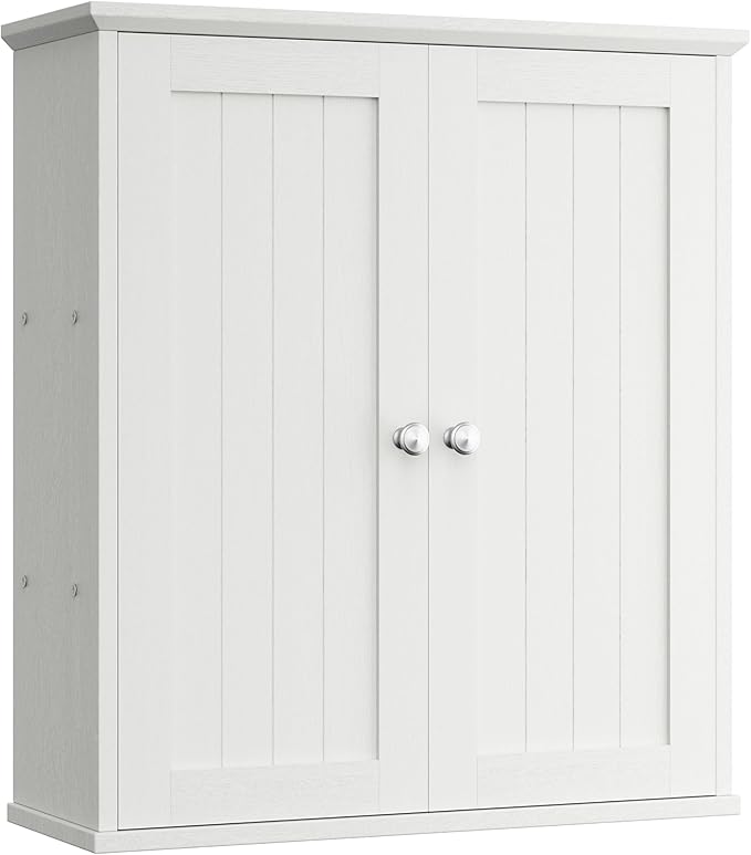 Shintenchi Bathroom Wall Medicine Cabinet, Over The Toilet Storage, White | Bathroom Storage Organizer Cupboard, with 2 Magnet Door and 3-Tier Shelves, Space Saving, Easy to Assemble & Clean