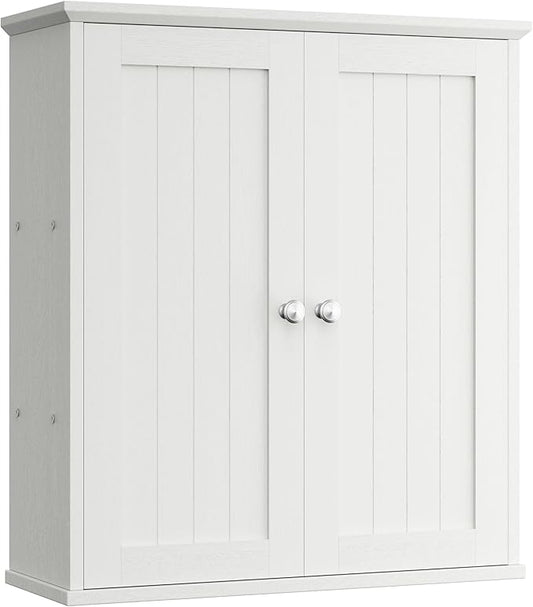 Shintenchi Bathroom Wall Medicine Cabinet, Over The Toilet Storage, White | Bathroom Storage Organizer Cupboard, with 2 Magnet Door and 3-Tier Shelves, Space Saving, Easy to Assemble & Clean