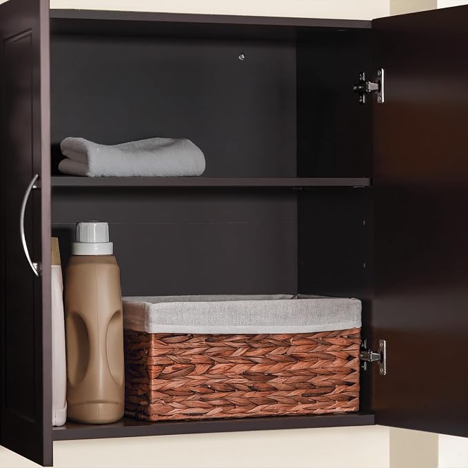 Wall Mount Bathroom & Laundry Storage Cabinet, Wall Size, Brown | Wall-Mounted Storage Cabinet With Door & Adjustable Shelf, Space-Saving MDF Bathroom Organizer, HUS-FRG231