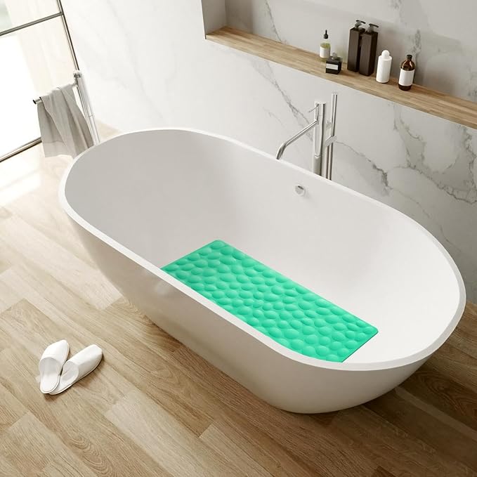 Non-Slip Bathtub Mat OTHWAY Soft Rubber Bathroom Bathmat with Strong Suction Cups (Fruit Green, 16x40 inch)