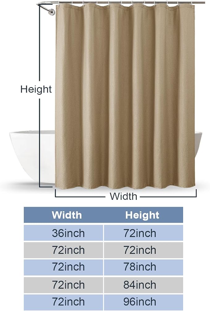 Taupe Shower Curtain for Bathroom 78 Inches Long, 3D Embossed Textured Fabric Farmhouse Shower Curtain Soft Cloth, Water Repellent, Machine Washable, Hotel Style, 72" W x 78" L, Taupe