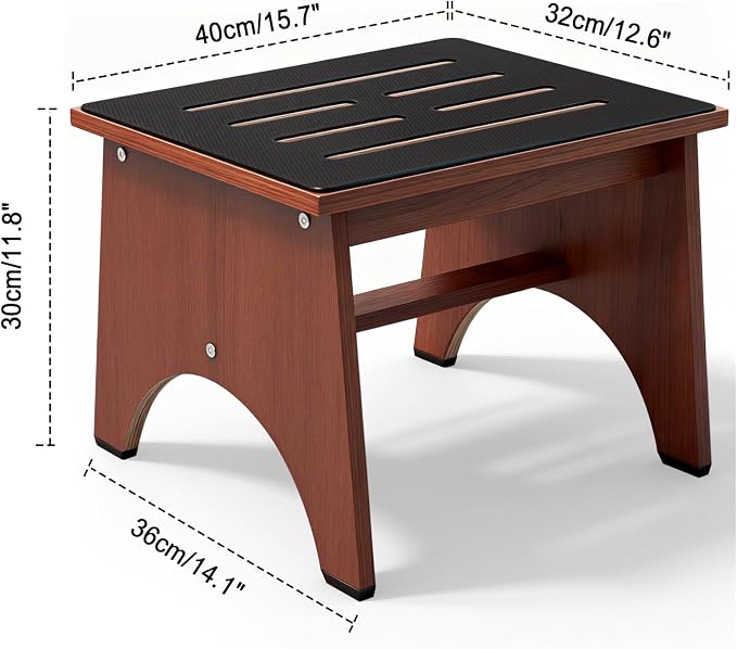 RayLove One Step Stool for Adults Seniors with Non-Slip Rubber Stepping Feet, Heavy Duty Platform Step Stools for Bathroom, Bedroom, Kitchen & Bedside Support 12 Inch Rustic Brown